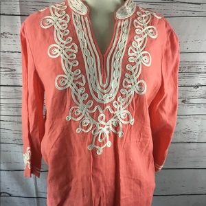 Charter Club Petite Large Linen 3/4 Sleeve Top